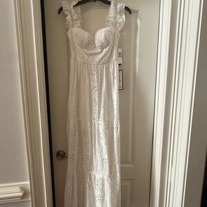 Elegant White Eyelet Maxi Dress
